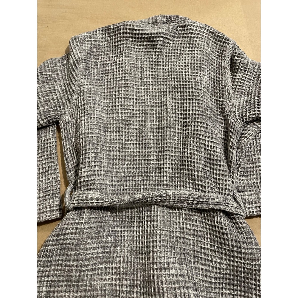 Parachute Waffle Robe Size Medium Gray Pockets 100% Cotton Loungewear Cozy - Picture 5 of 9
